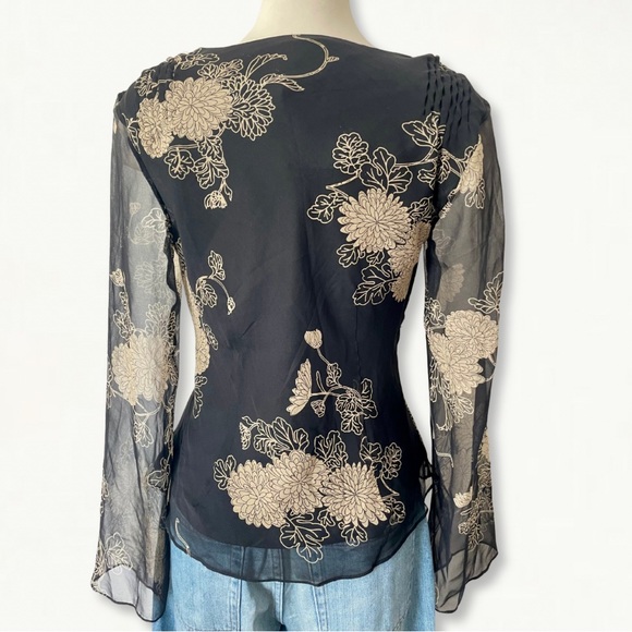 NWT Vintage 90s Y2K Ice Sheer Floral Chiffon Romantic Flowy Top Size 6 - Picture 7 of 11
